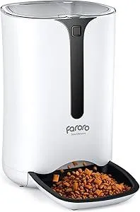 Automatic Cat Feeder, Faroro Dog Food Dispenser for Small Pets with Distribution Alarms, Portion Control, Voice Recorder and Programmable Timer for up to 4 Meals per Day