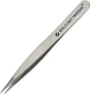 World's Best Tweezers Splinter Out Needle Nose Tweezers - High Precision Fine Point Stainless Steel for Ingrown Hair, Ticks, Glass Removal - Diamond Tip Professional Tool for Face & Eyebrows