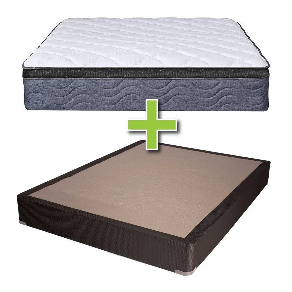 12" Pillow Top Medium Plush Queen Mattress with Split Foundation