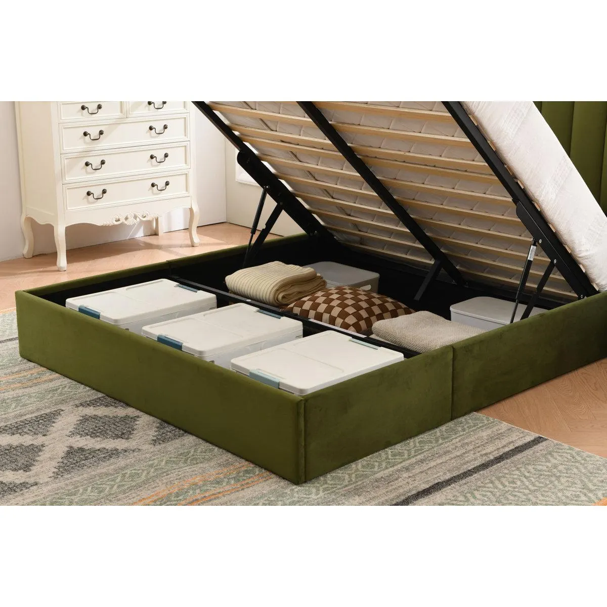 Daizia Lift Up Storage Platform Bed with Wingback Headboard