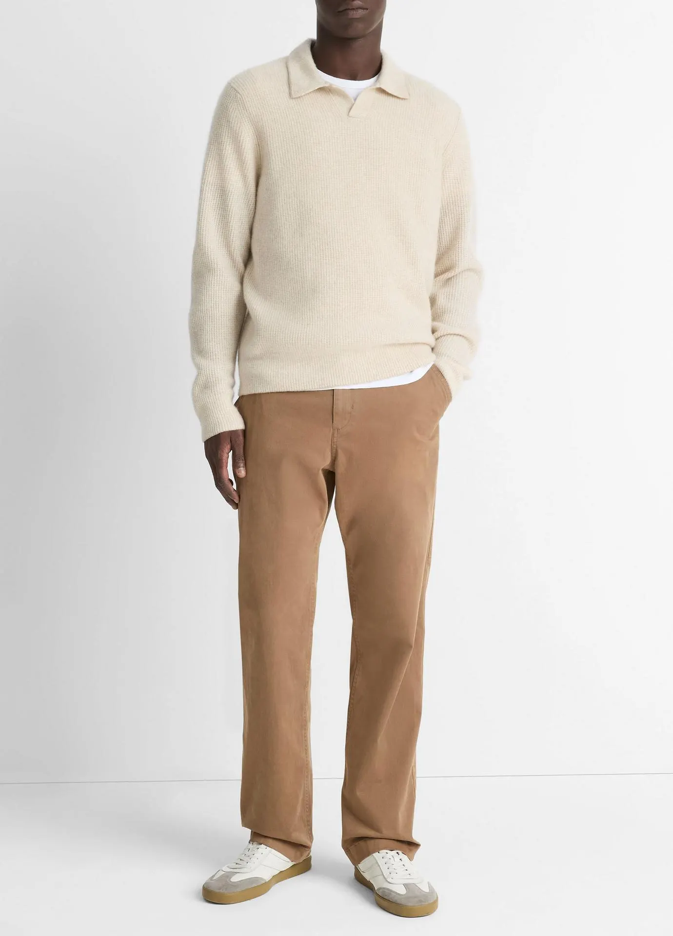 Plush Cashmere Thermal Johnny-Collar Sweater