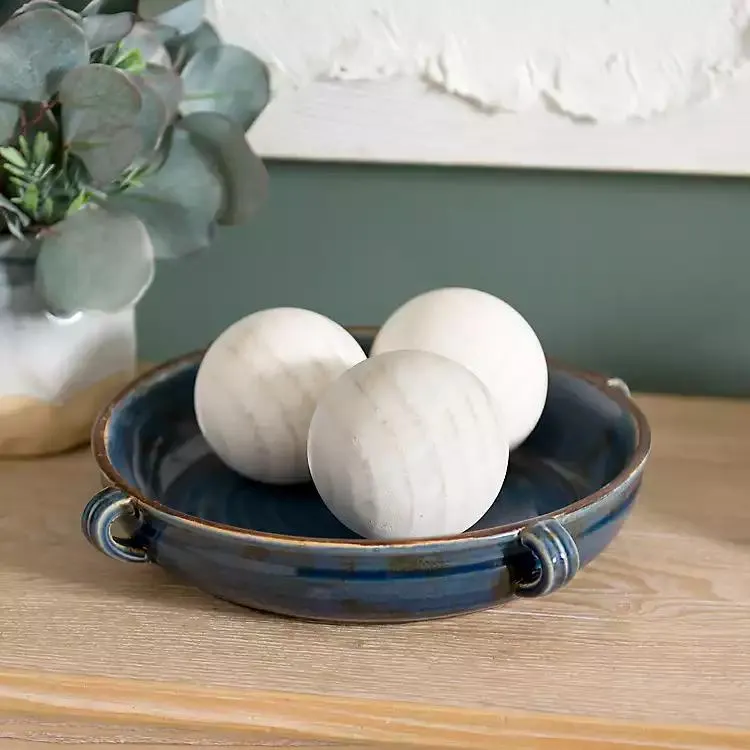 Whitewashed Wood Orbs, Set of 3