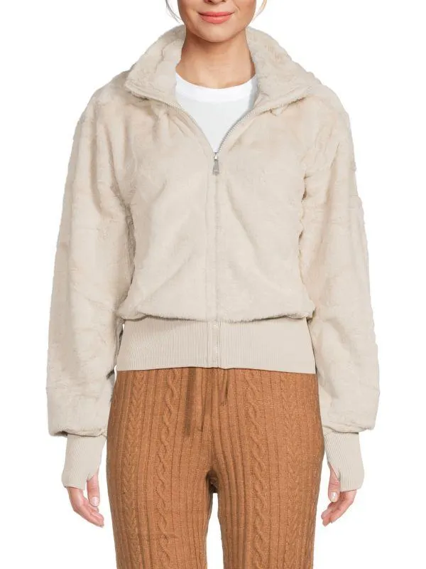 Textured Hooded Teddy Jacket