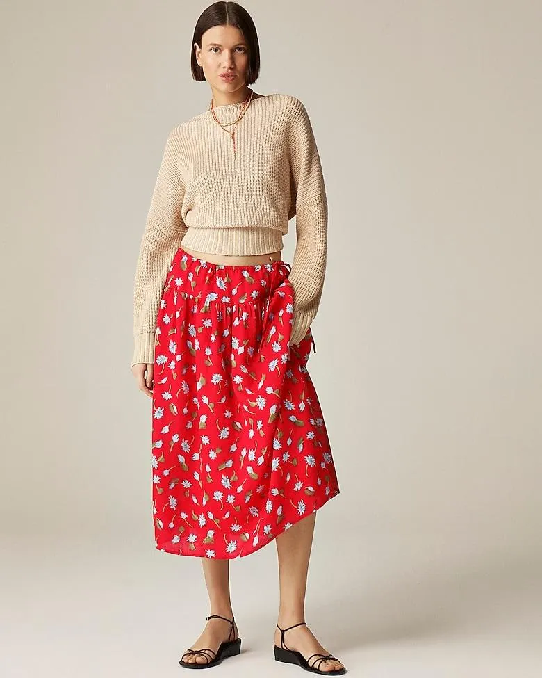 Side-tie skirt in ramie