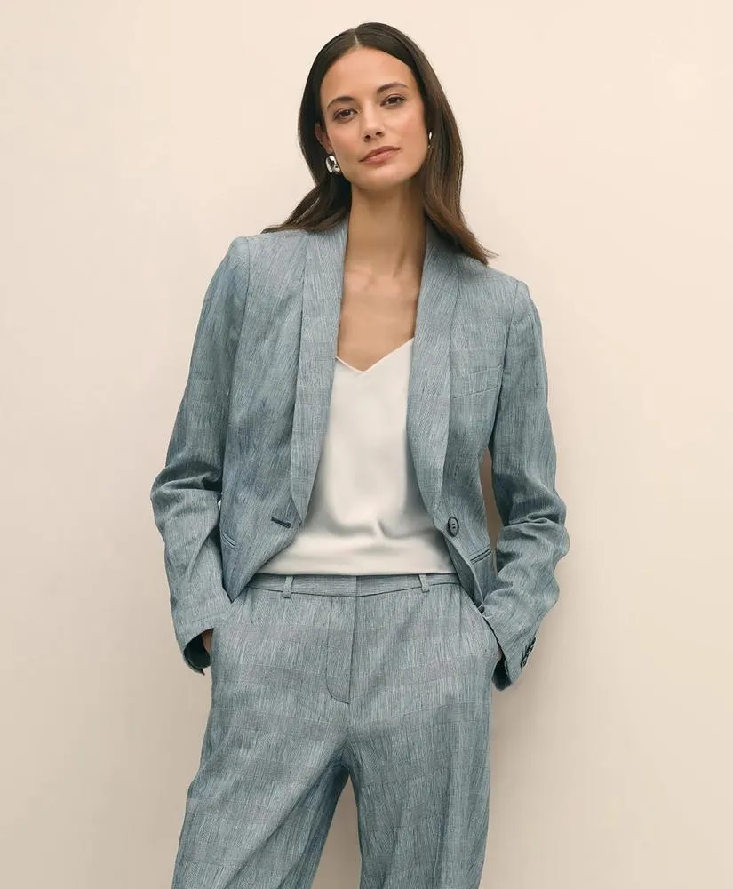 Shawl Collar Jacket in Stretch Linen Blend