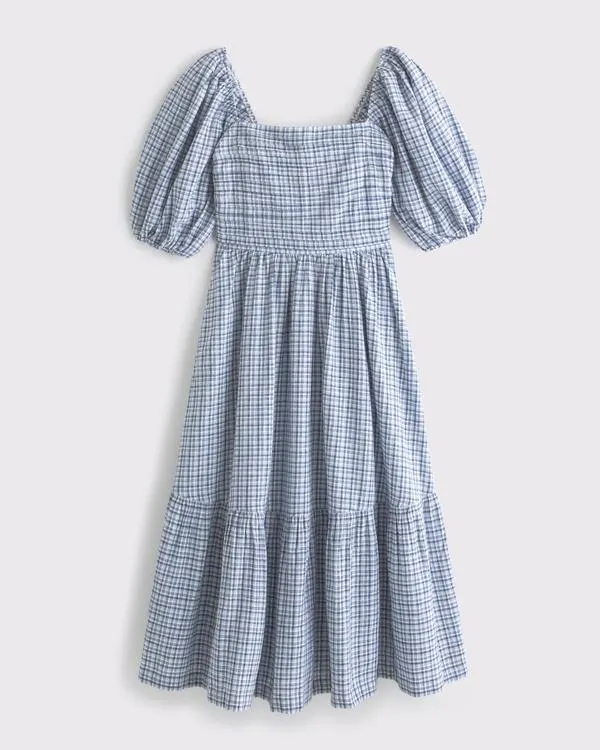The A&F Emerson Linen-Blend Puff Sleeve Midi Dress