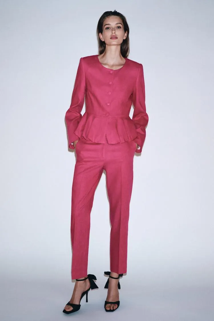 BLAZER PEPLUM CON LINO