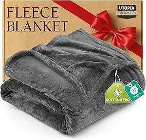 Utopia Bedding Fleece Blanket Twin Size Grey 300GSM Luxury Anti-Static Fuzzy Soft Microfiber Bed Blanket (60x80 Inch)