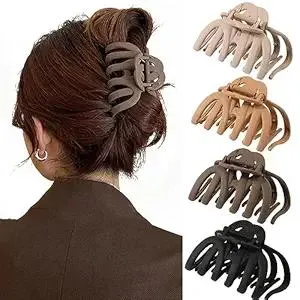 4 Pcs Octopus Claw Clips Octopus Hair Claw Clips for Women 3.8" Large Hair Claw Clip for Women Strong Grip Non-slip Jaw Clip for Thick,natural color