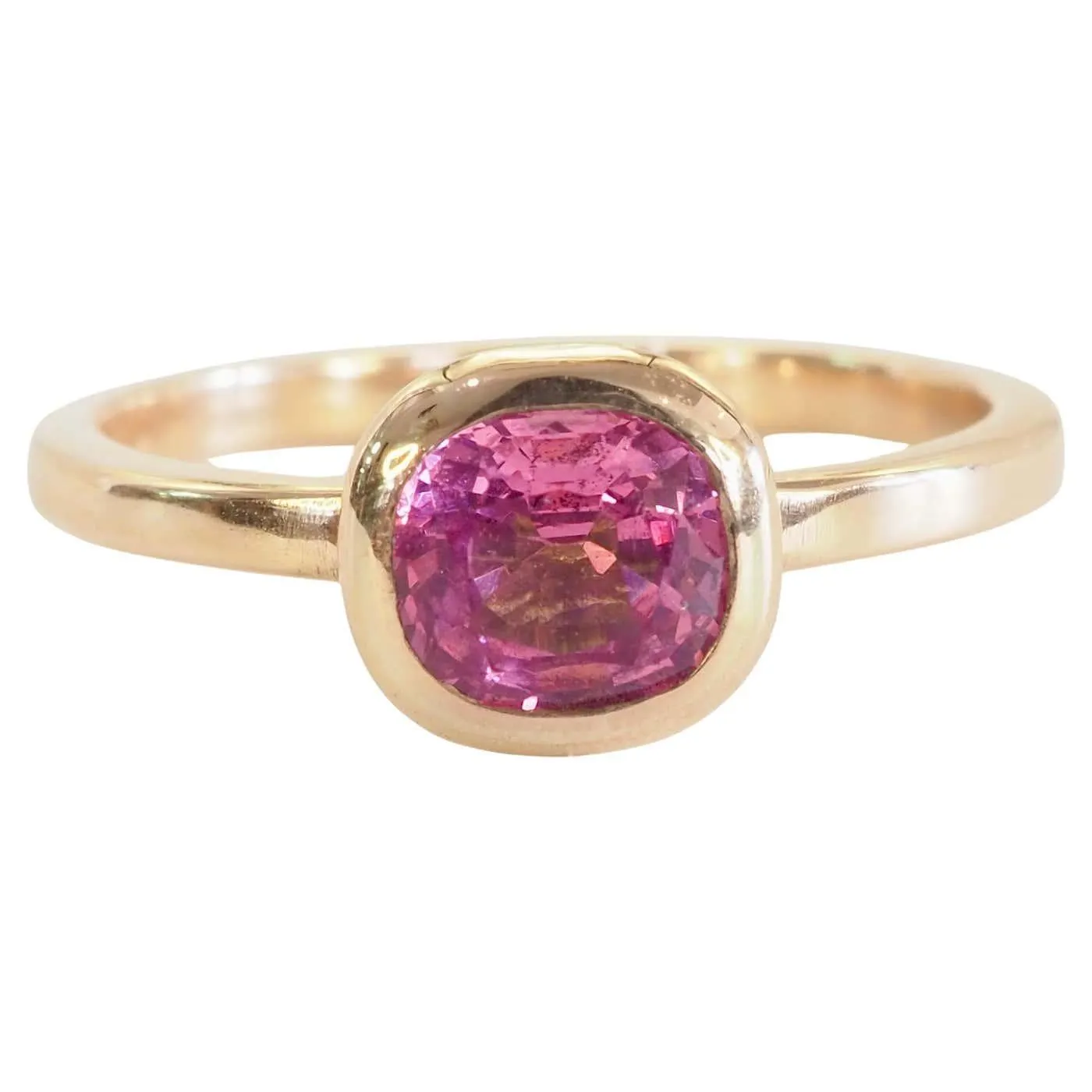 18K Rose Gold 0.73ct Mahenge Pink Spinel Sleek Bezel Set Solitaire Ring