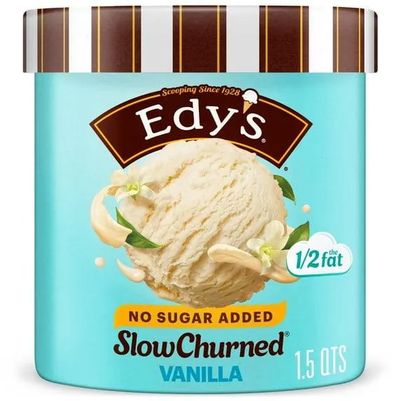 Edy's Dreyer's Slow Churned No Sugar Added Vanilla Light Ice Cream, Kosher, 1 Package, 48oz