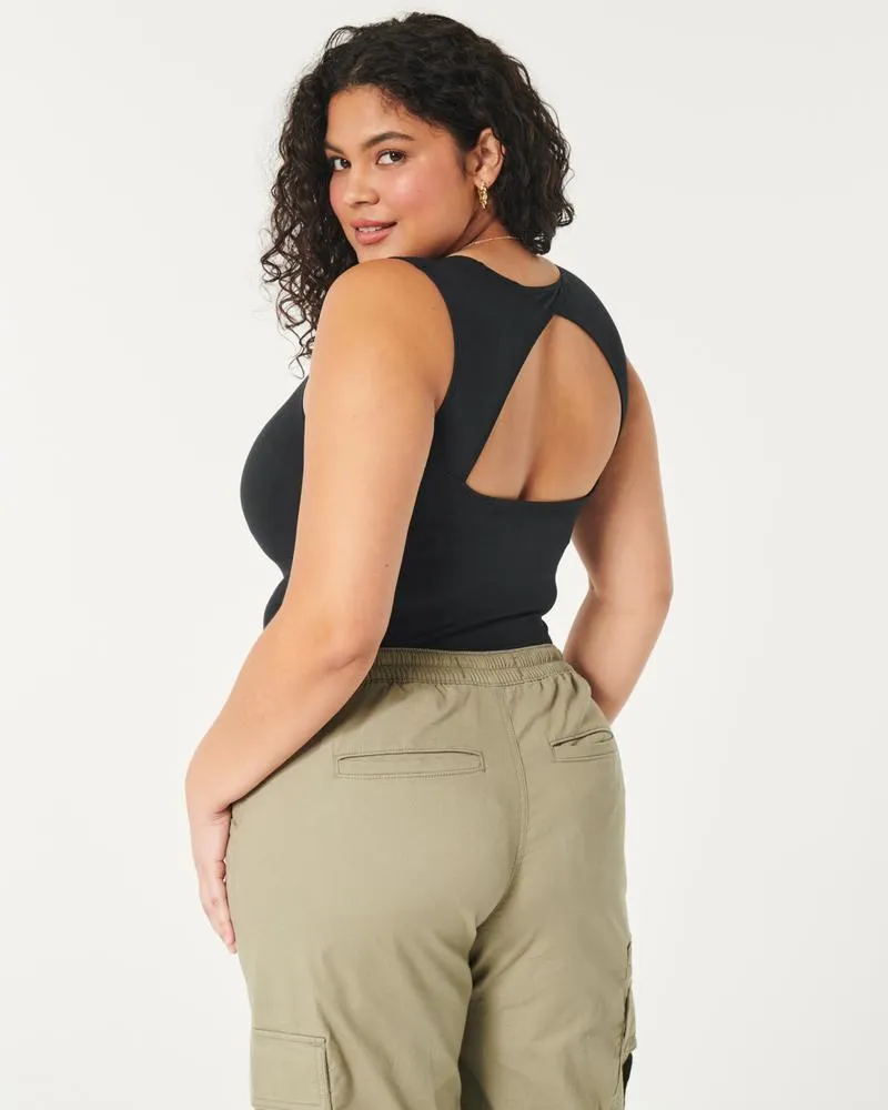 Soft Stretch Seamless Fabric Open Back Bodysuit