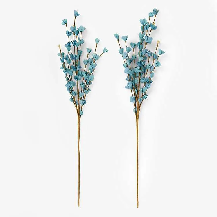 Blue Paper Flower Sprays, Set of 2