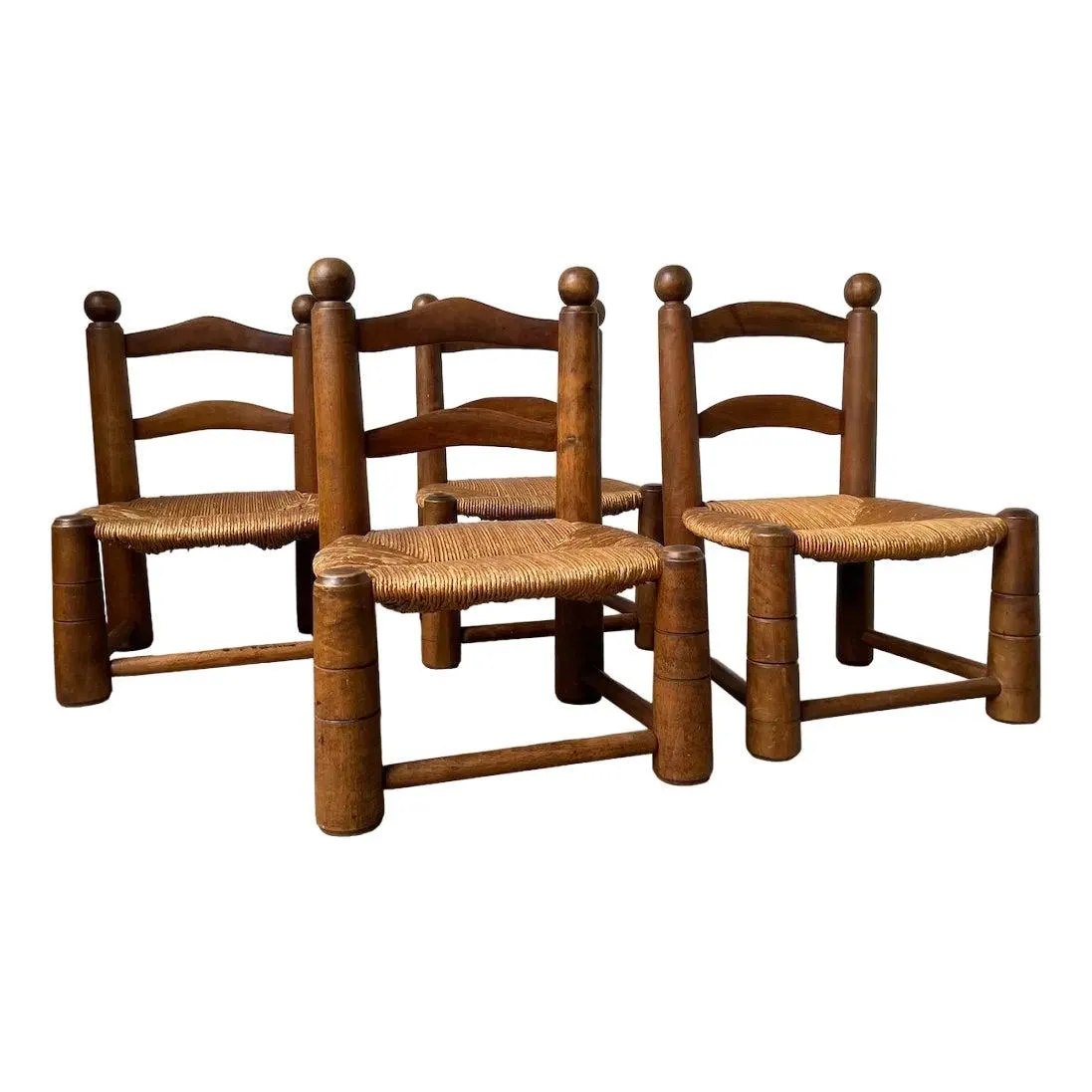 Low Fireplace Chairs in style of Charles Dudouyt, 1940s, Set of 4