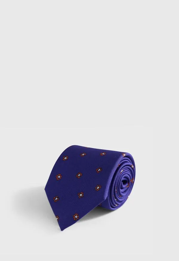 Silk Floral Medallion Print Tie