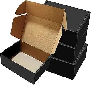 30 Pack 9x6x4 inches Black Shipping Boxes, Corrugated Mailer Boxes, Packaging Boxes for Products, Recyclable Cardboard Box, Flat Literature Mailers for Gifts, Clothings by Mailing
