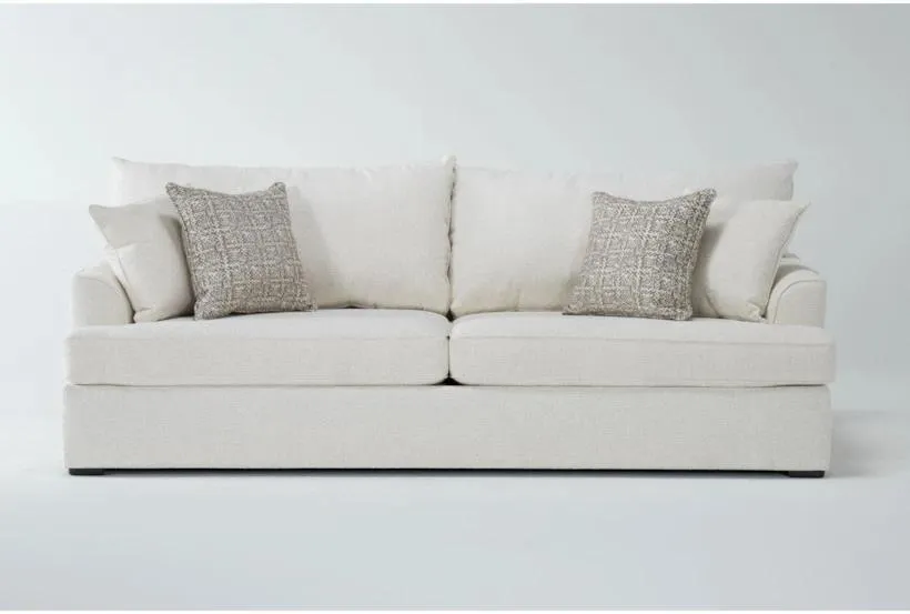 Belinha II Opal White Fabric 95" Sofa | Track Arms | Loose Reversible Back