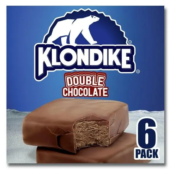 Klondike Crunchy Double Chocolate Frozen Dairy Dessert Bars Kosher Milk, 6 Count