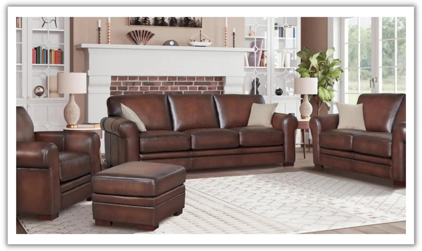 Hydeline Brookfield 3-Seater Waxy Pull-up Leather Sofa in Caramel Brown