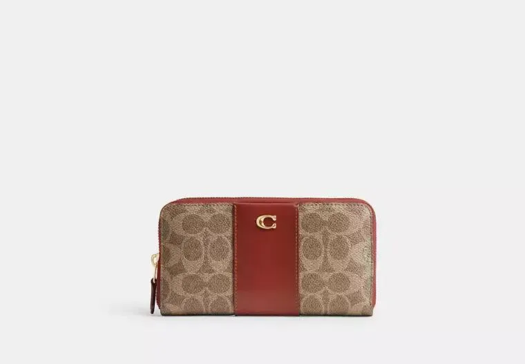 Essential Accordion Zip Wallet In Colorblock Signature Canvas