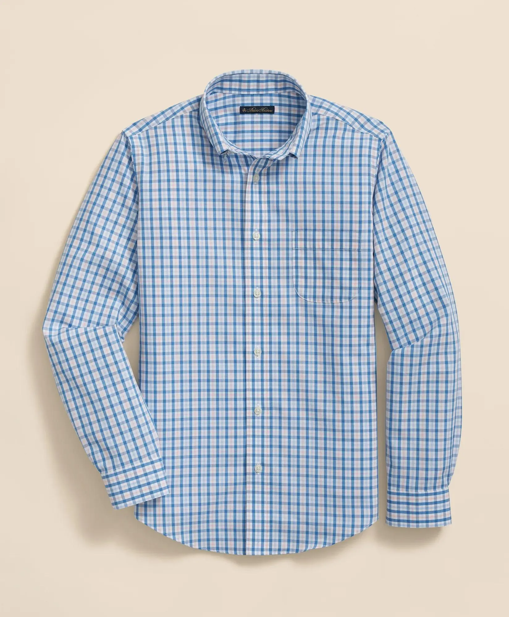 Boys Non-Iron Broadcloth Polo Button-Down Collar Check Sport Shirt