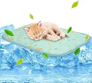 NWK Pet Cooling Mat -20’’ X 16’’ Ice Silk Cooling Mat for Dogs & Cats Portable & Washable Pet Cooling Blanket, Car Seats, Beds for Summer (Green Fruit, Small)