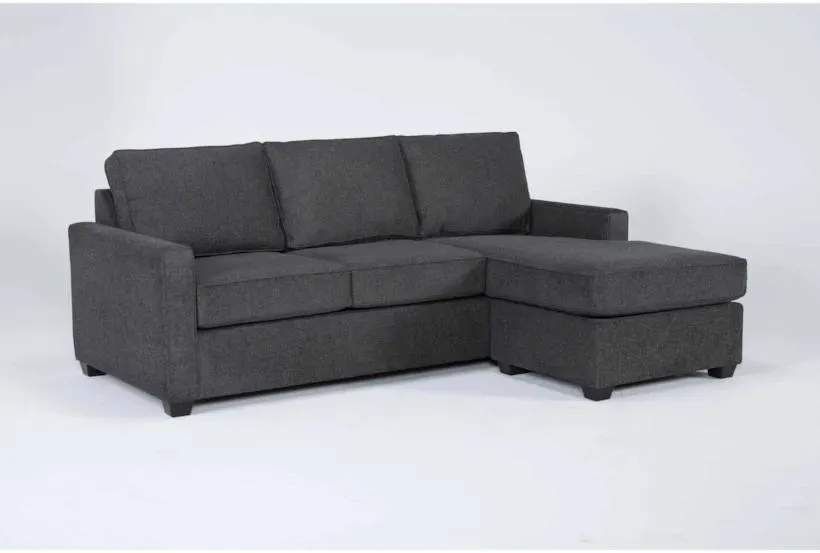 Mathers Slate Grey Fabric 91" Sofa with Reversible Chaise | Track Arms | Loose Reversible Back
