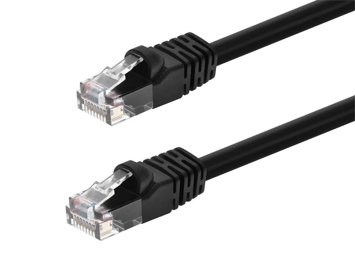Monoprice Cat5e 2ft Black Patch Cable, UTP, 24AWG, 350MHz, Pure Bare Copper, Snagless RJ45, Fullboot Series Ethernet Cable