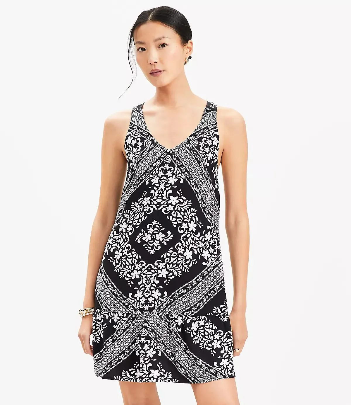 Tiled Criss Cross Back Mini Dress