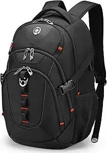 Swissdigital Design Laptop Backpack with USB Charging Port, Travel Backpack Fits 15.6 inches Computer, 31L College School Backpack for Men, Black | SD803