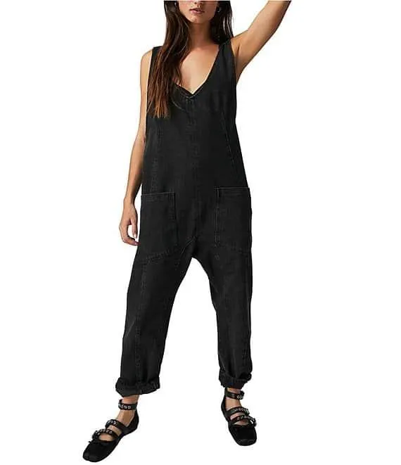 High Roller Scoop Neck Sleeveless Denim Jumpsuit