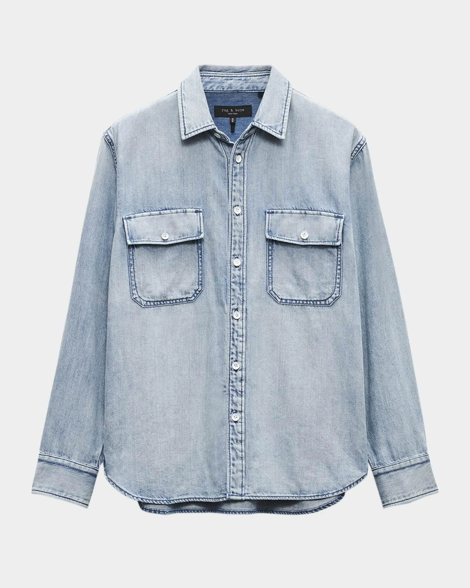 Men's Denim-Print CPO Shirt