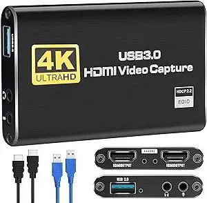 Capture Card Switch, 4K HDMI Video Capture Card, 1080P 60FPS, HDMI to USB 3.0 for Streaming Work with Camera/Xbox/PS4/PS5/PC/OBS
