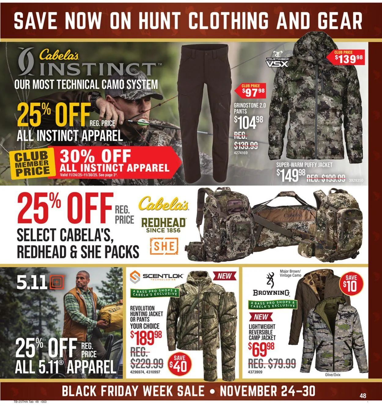 Weekly promotion Bass Pro Current weekly ad spanning from November 24 to November 30 2025 - Page 47 for Catalogue 365