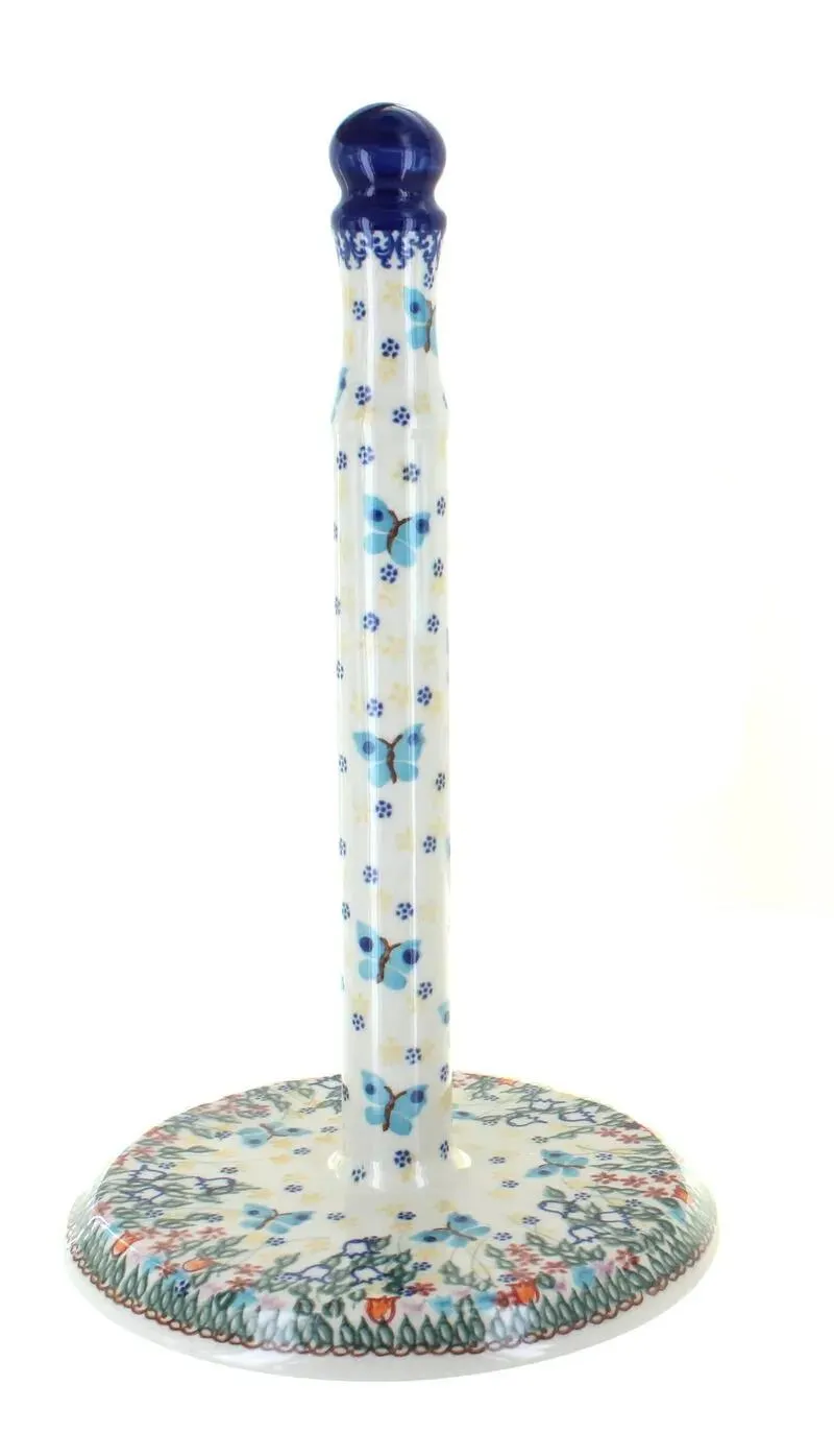 Blue Rose Polish Pottery Garden of Eden Paper Towel Holder
