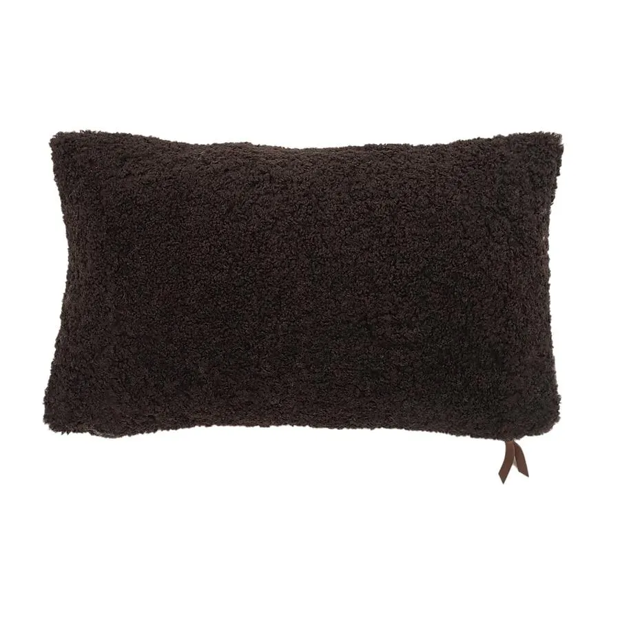 EVERGRACE Teddy Sherpalu 20-in x 12-in Hot Fudge Square Indoor Decorative Pillow