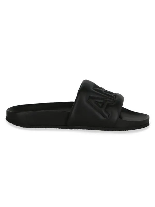 Quilted Logo Leather Slides