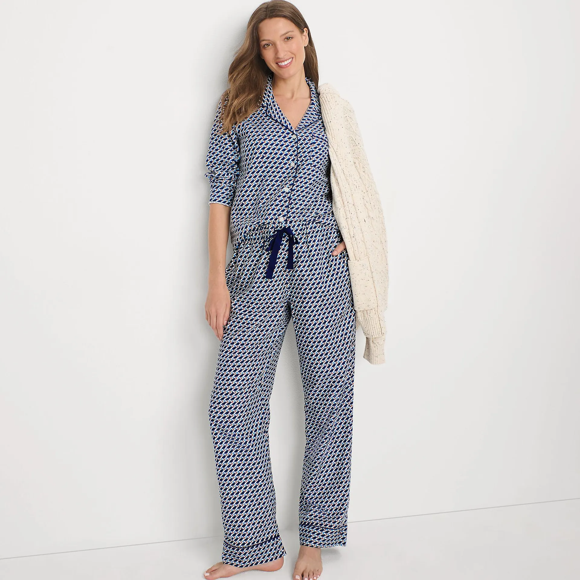 Women's Drapey Flannel 2 Piece Pajama Set - Top and Pants