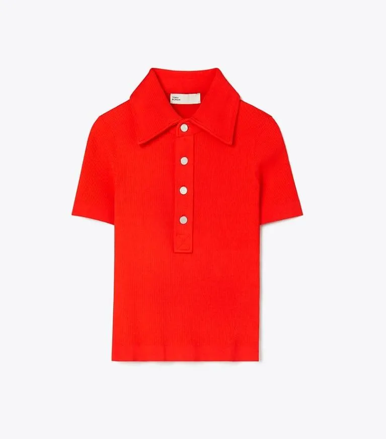 VISCOSE RIBBED POLO SWEATER