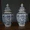 Lidded Pots with Angel and Floral Decoration from Delft, 19th Century, Set of 2