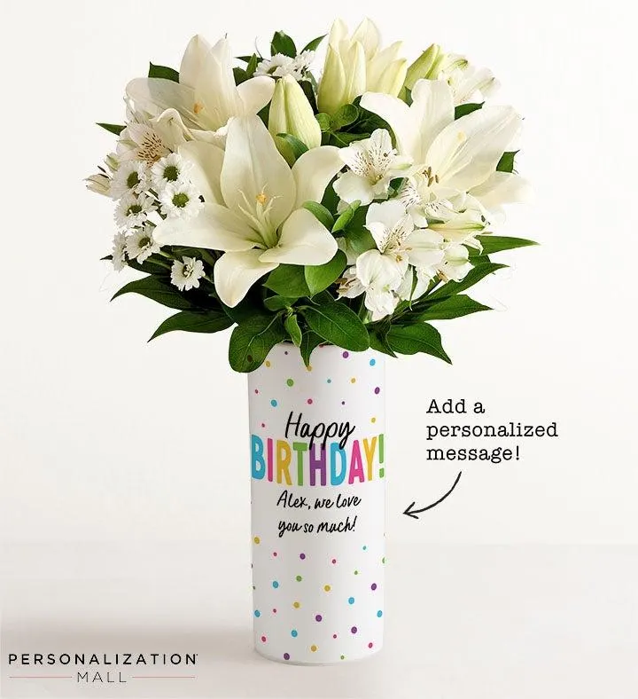 Happy Birthday Bouquet with Personalized Vase