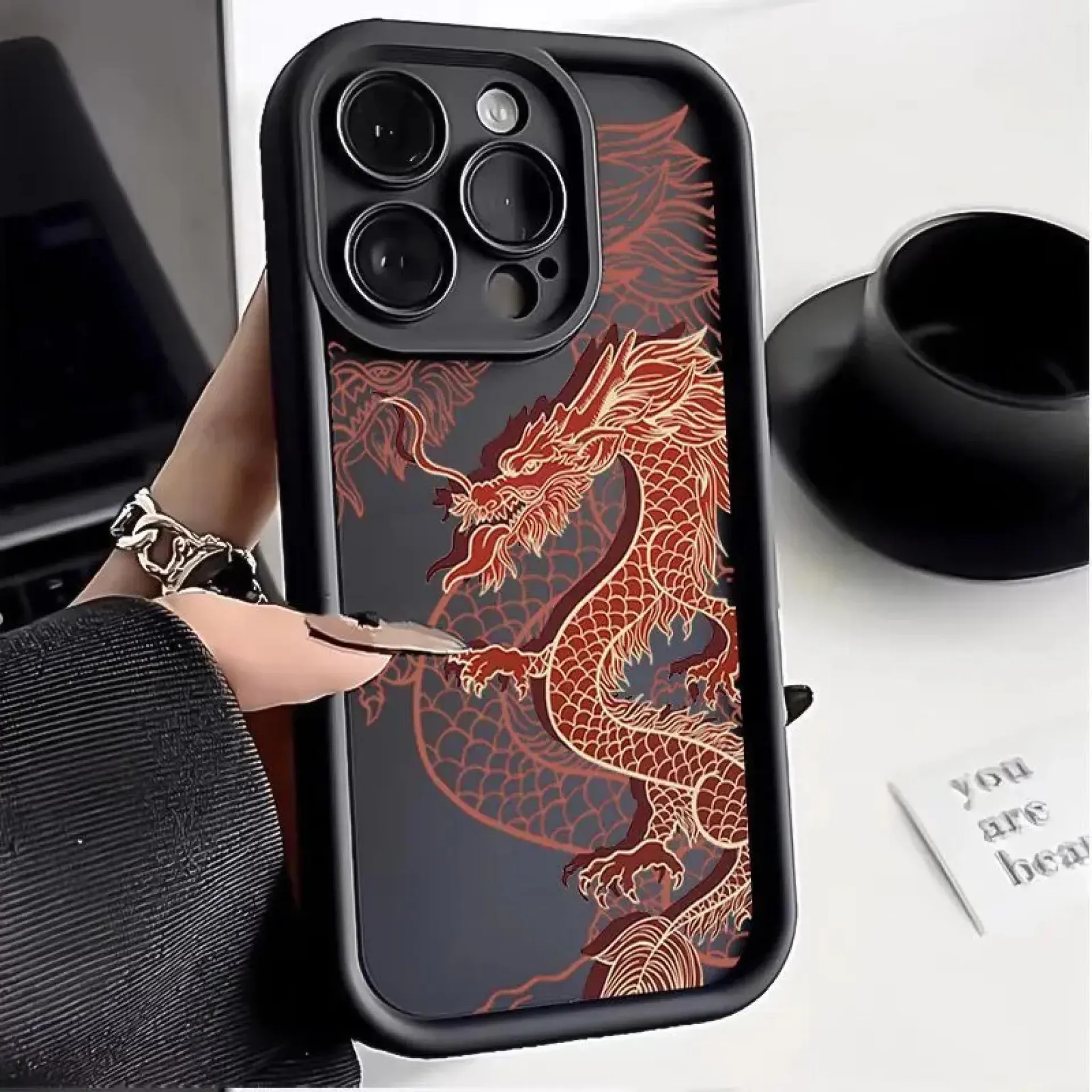 Funda de teléfono suave de lujo con diseño de dragón oriental para iPhone 11, 12, 13, 14, 15, 16 Pro Max, XR, XS, X, 7, 8 Plus, SE 2020, fundas de silicona