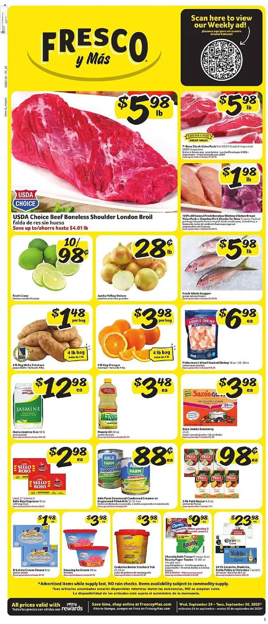 Weekly ad Fresco y Más weekly ad from September 24 to October 1 2025 - Page 1