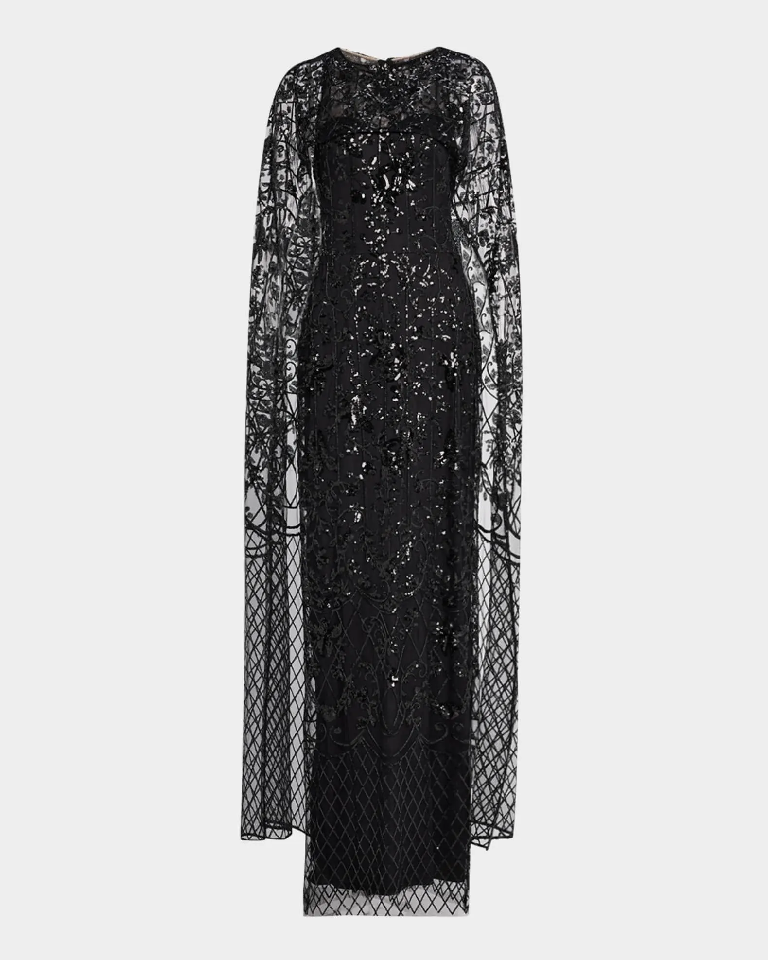 Sequin Cape Column Gown