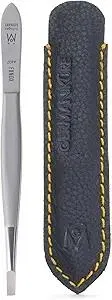 GERMANIKURE Straight Tweezers in Leather Case - Made in Solingen Germany