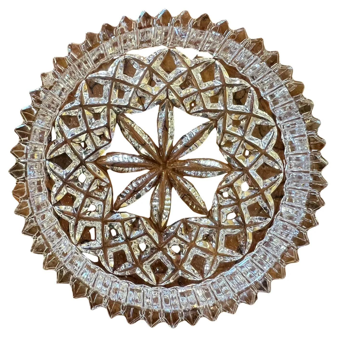 Vintage Glass Cut Coater Trinket Dish