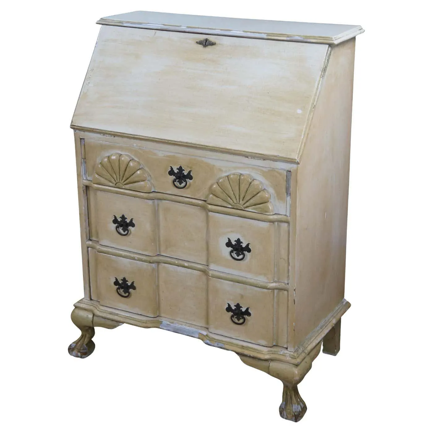 English Chippendale Style Painted Goddard Chest Secretary Writing Desk