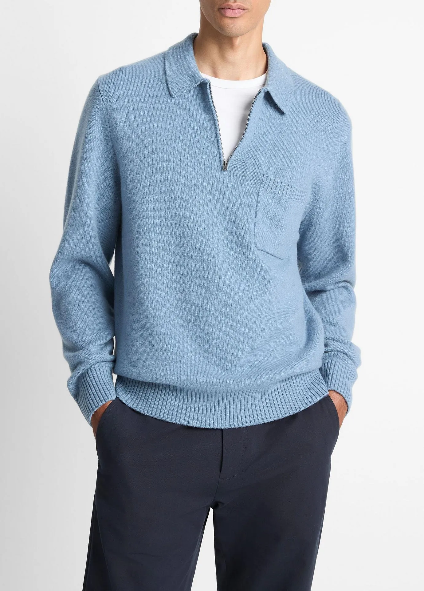 Wool & Cashmere-Blend Quarter-Zip Polo Sweater