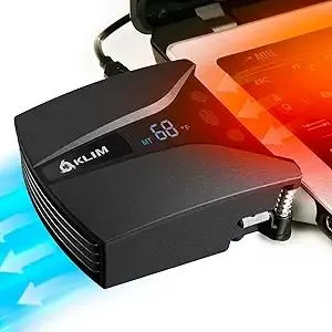 KLIM Tempest Laptop Cooler with Vacuum Fan - New - Gaming Laptop Fan with Display - Temperature Detection + Automatic/Manual Mode - 4000 RPM - Portable - Compatible with Laptop Cooling Pads