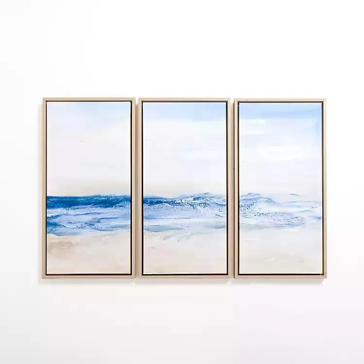 Ocean Serenity Framed Canvas Art Prints, Set of 3